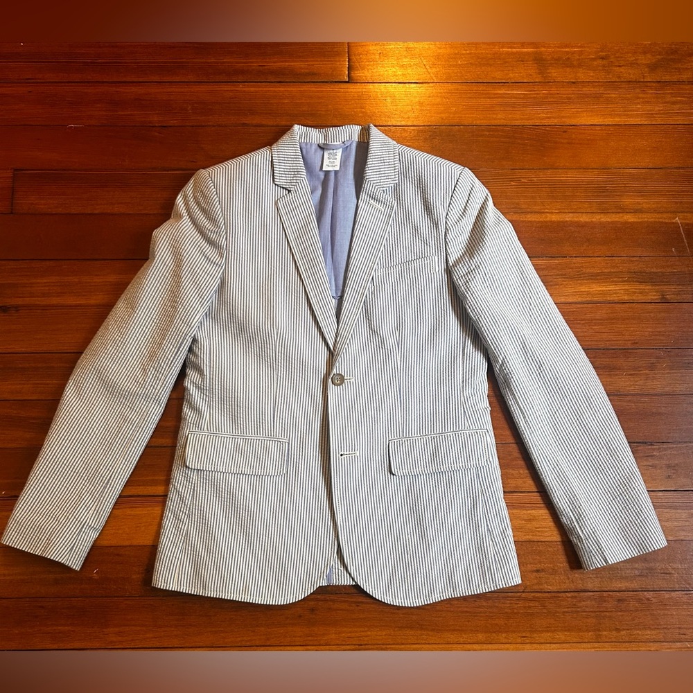 J Crew Crewcuts Boys Thompson Seersucker Suit Jacket/ Blazer Size 12. Used RARE